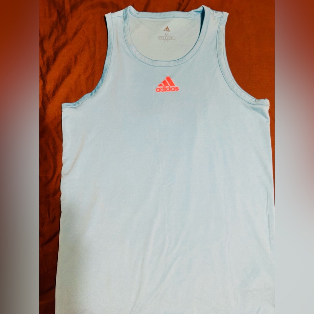 Adidas Sky Blue Tank with Vibrant Red Logo - Picture 4 of 6
